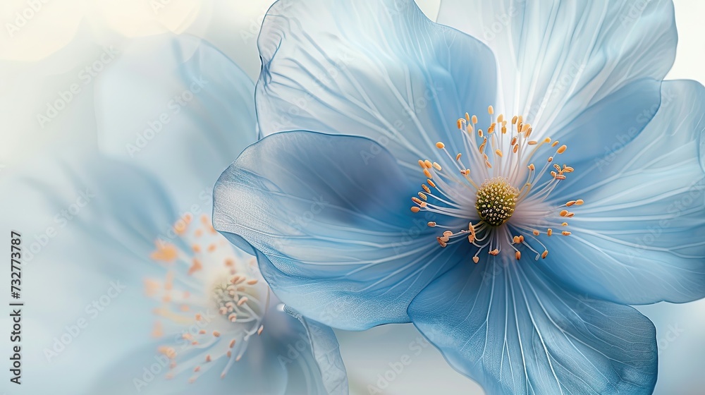 Graceful blue flower with soft petals and a dreamy atmosphere.