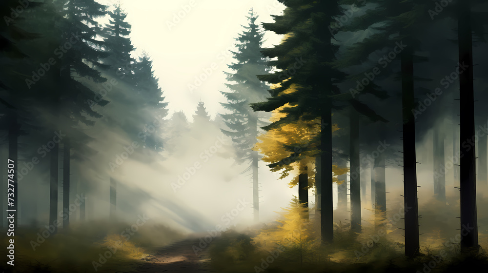 Obraz premium Forest background, vibrant trees