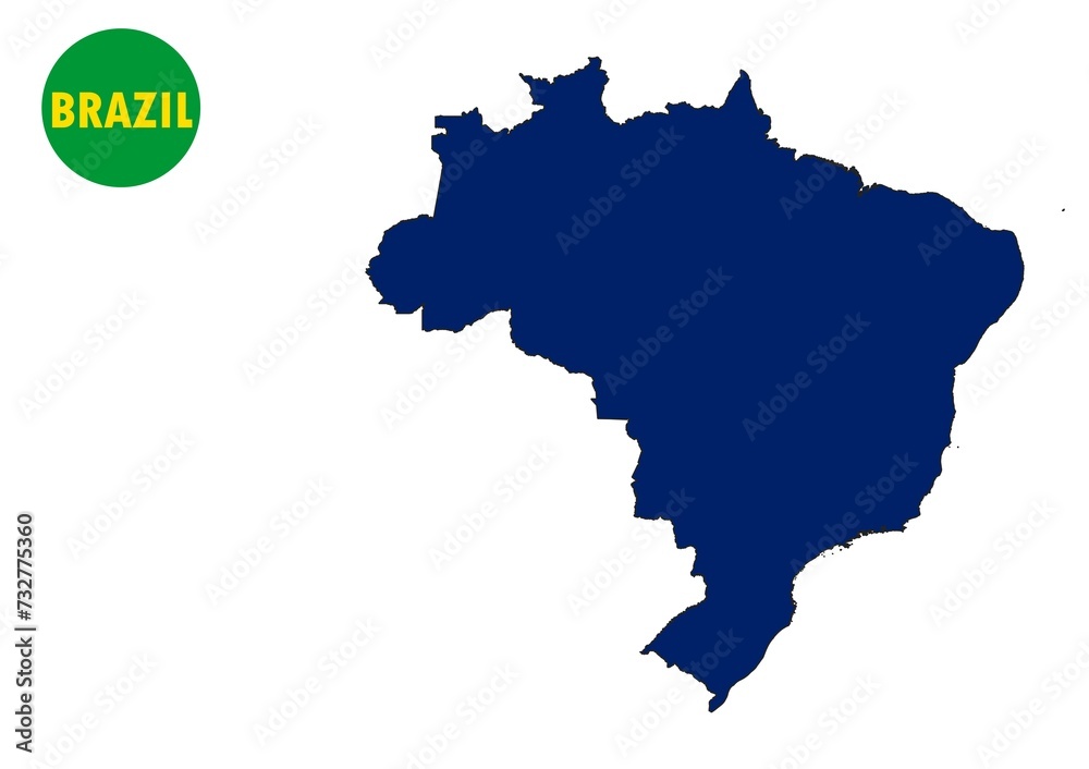 Brazil Map in blue color