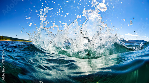 Captivating splashes and waves of water in the ocean