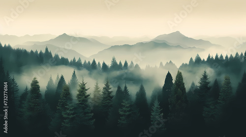 Forest background, vibrant trees