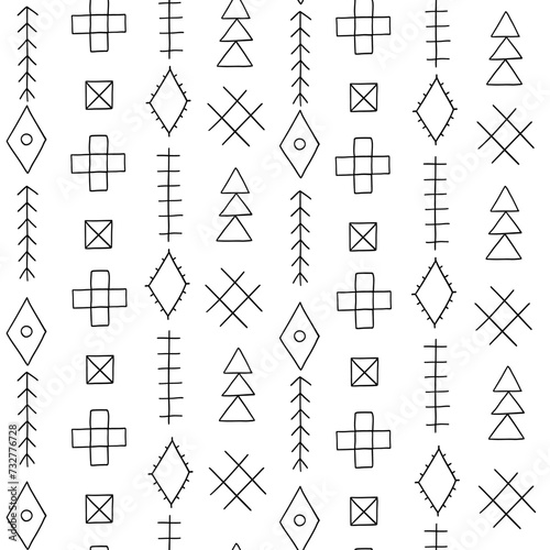 Seamless pattern with berber morocco symbols in line style