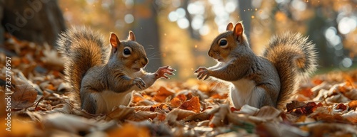 Social Squirrels: Interaction Between Two Squirrels Post-Feeding.