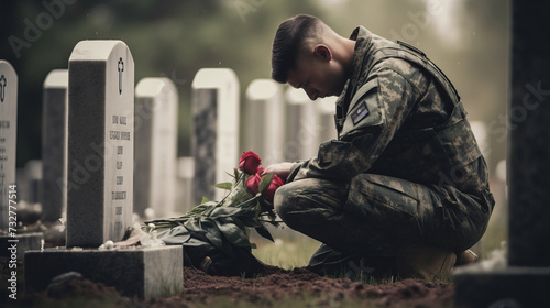 Soldier at the memorial cemetery f