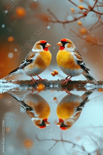 Pondside Pair: Black and Gold Birds in Harmony © Landscape Planet