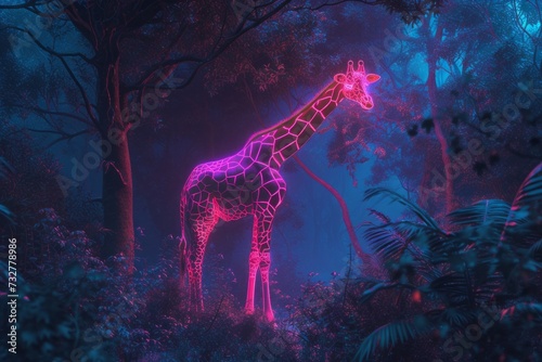 Giraffe Standing in the Middle of a Forest photo