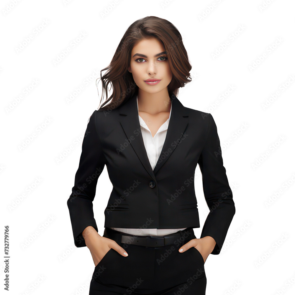 Modern businesswoman isolated on white created with Generative AI Modern businesswoman isolated on white created with Generative AI