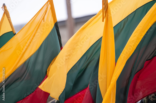Bilde på lerret The national flag of Lithuania flutters in the wind