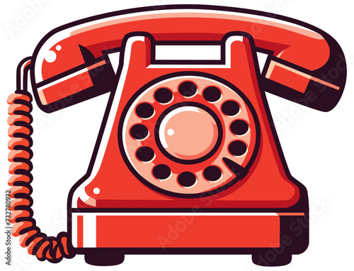 Old Red Phone Flat Design