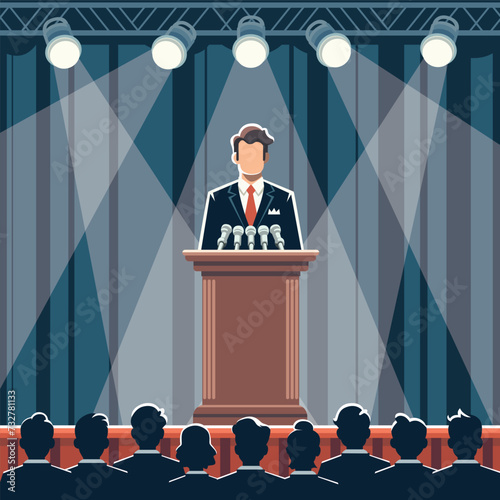 Politician Speaking Flat Design