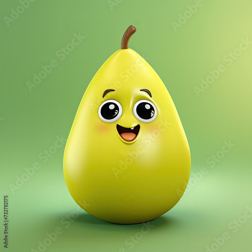 Cute Cartoon Pear Chararcter photo