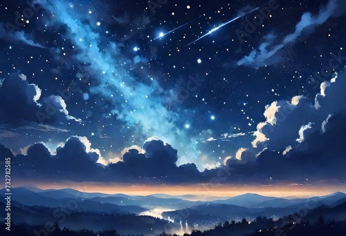 a painting of a night sky. 