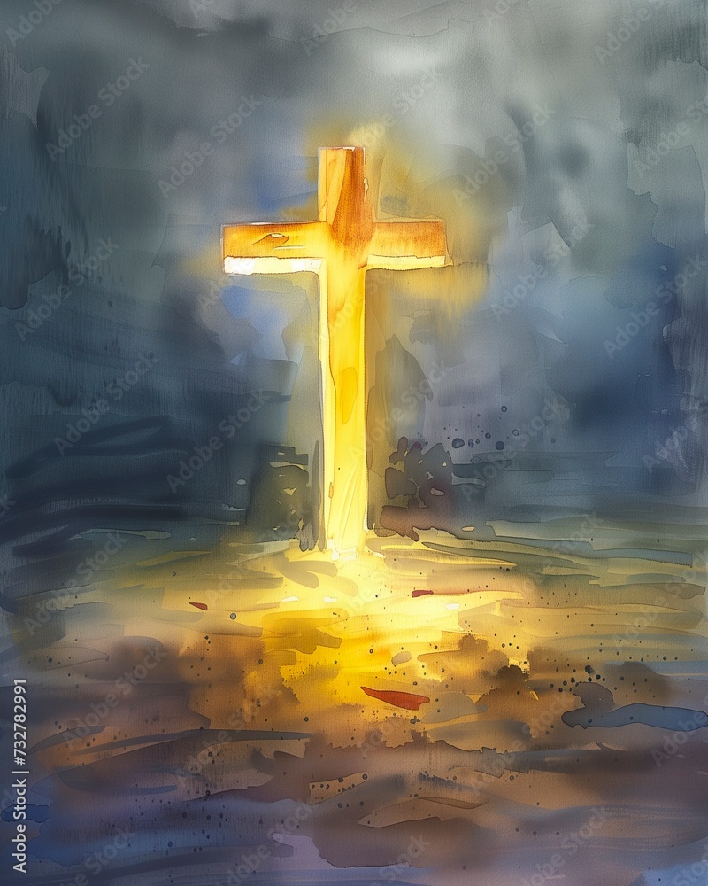 A glowing crucifix cross.
