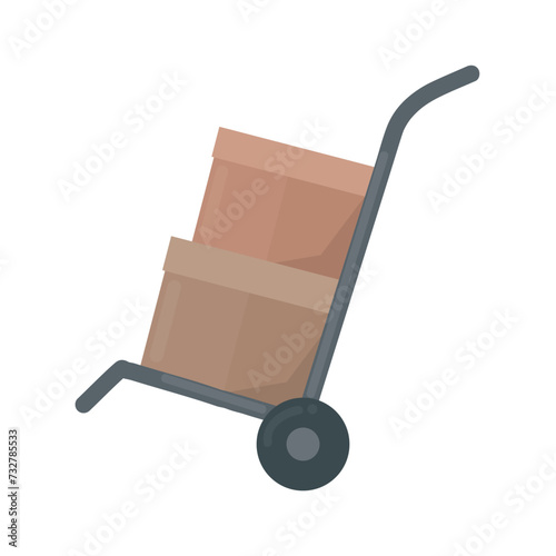 Moving cart with boxes icon clipart avatar logotype isolated vector illustration