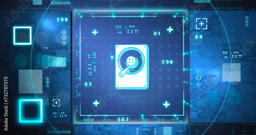 HDD icon, data,complex 3d rendering, tecnology background
