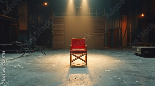 A director's chair on an empty soundstage, symbolizing the potential for endl...