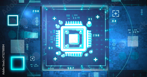 Central Computer Processors CPU, complex 3d rendering, tecnology background