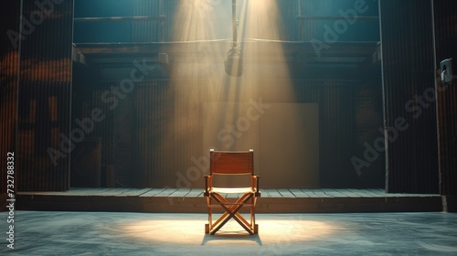 A director's chair on an empty soundstage, symbolizing the potential for endl...