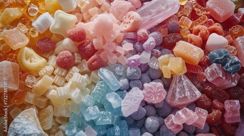 A delightful assortment of sugary confections, arranged in a mesmerizing disp...