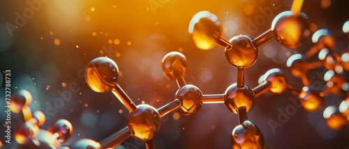 Nicotine Molecule on a Rusty Orange Background. photo