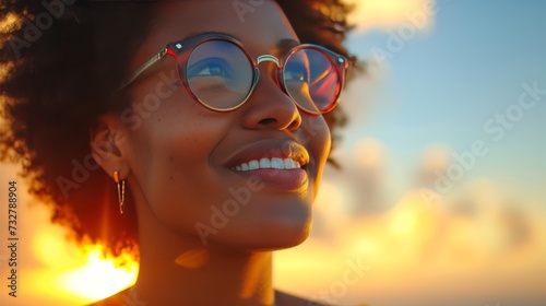 A candid shot of a joyful smile lighting up a face, radiating happiness and i...