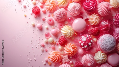 A delightful assortment of sugary confections, arranged in a mesmerizing disp...