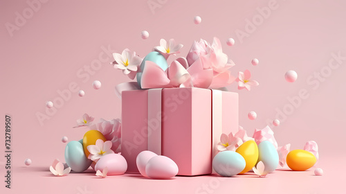Easter background, many colorful Easter eggs © ma
