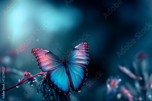 blue and violet butterfly on flower © StockUp