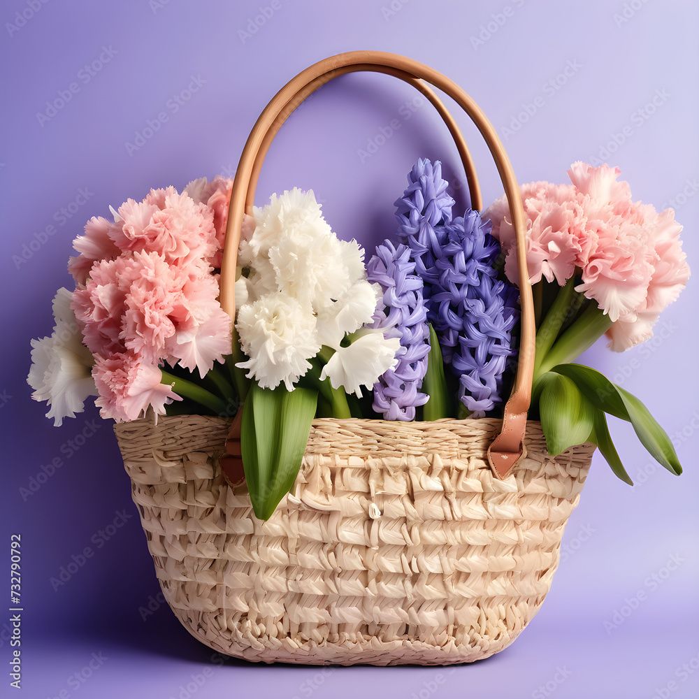 bouquet of flowers in a basket