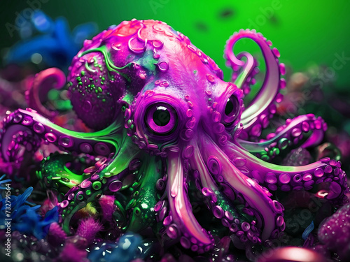 Abstract fantastic colorful octopus for elegant artwork