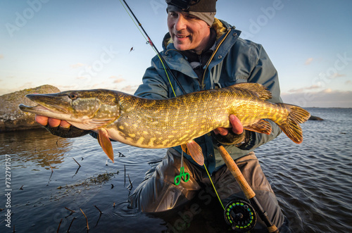 Big pike caught on fly rod in February