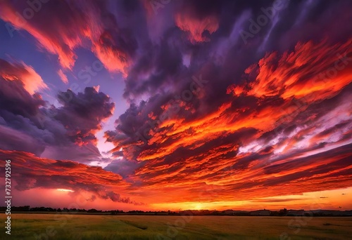 Clouds in orange sunset