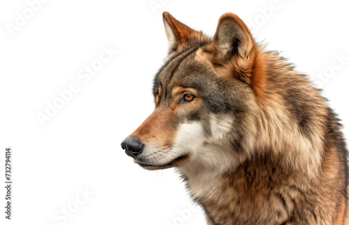 Portrait of gray wolf isolated on white transparent background, png