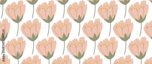 Seamless pattern with modern flower elements Hand drawn trendy background. Great for fabric and textile. Vector Illustration