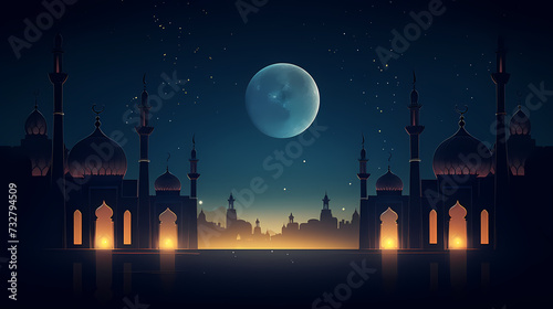 Glowing background for muslim feast in holy month of Ramadan Kareem © ma