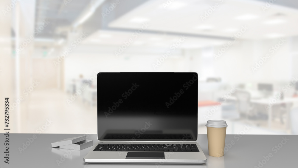 The laptop on table for Business concept 3d rendering. The laptop on table for Business concept 3d rendering.