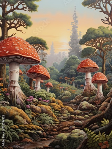 Whimsical Mushroom Forests: Vintage Nature Wall Decor
