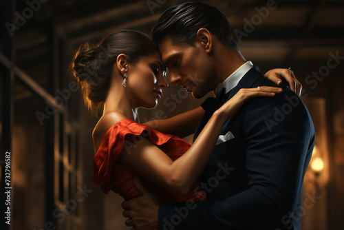 Argentine tango, salsa, waltz, chacha, rumba, jive, bachata. energy emotion funny happy dance, couple woman man girl boy, love ballroom sport hispanic latin together. photo