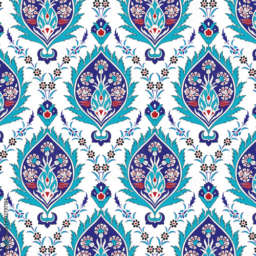 Mosque Architecture and Decorative Blue Tile  Kütahya, Iznik pattern