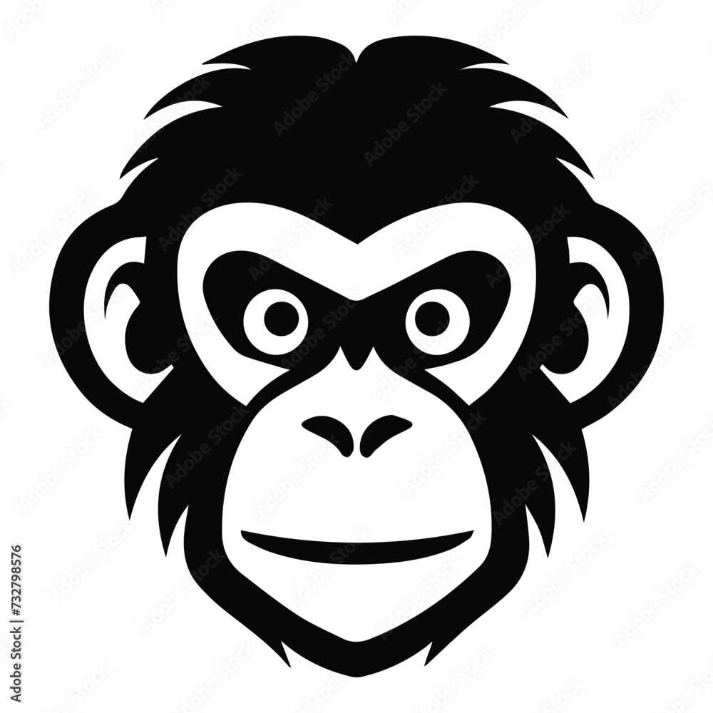 Chimpanzee Flat Icon Isolated On White Background