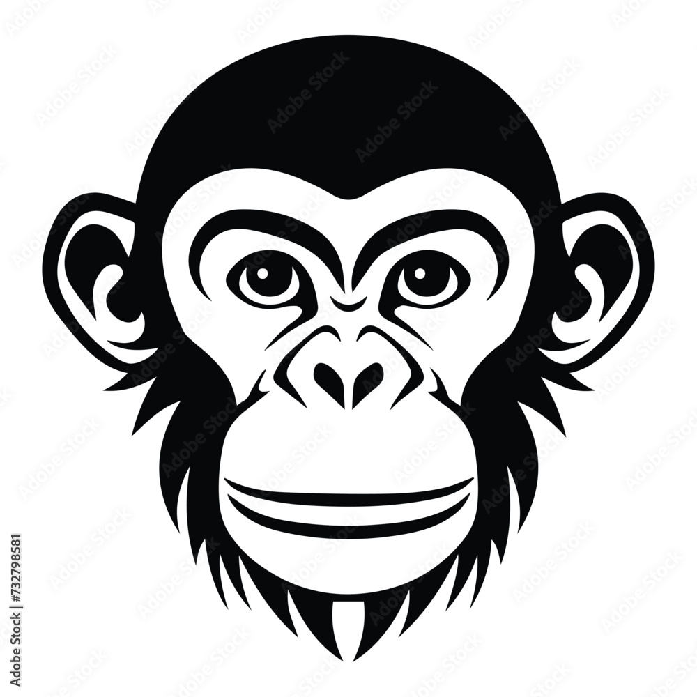 Fototapeta premium Chimpanzee Flat Icon Isolated On White Background