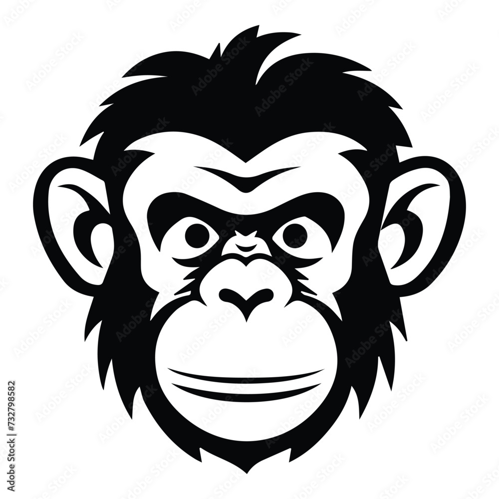 Chimpanzee Flat Icon Isolated On White Background