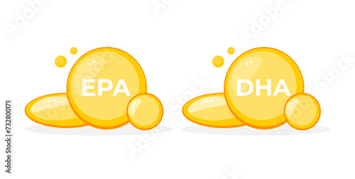 Essential fatty acids EPA and DHA in sunny yellow capsules