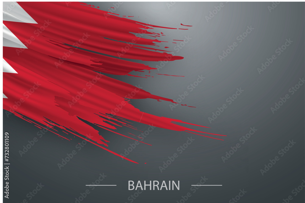 3d grunge brush stroke flag of Bahrain