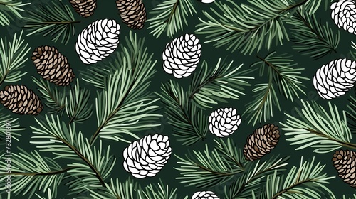 seamless background with coniferous branches pattern, coniferous, fir, 