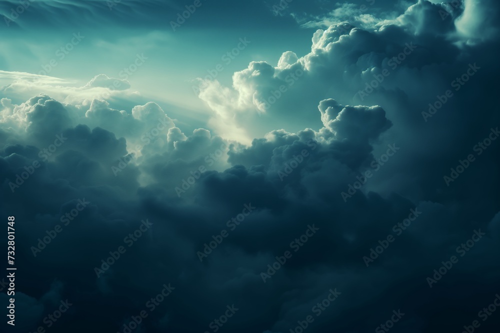 storm clouds break to reveal a blue sky - obrazy, fototapety, plakaty 