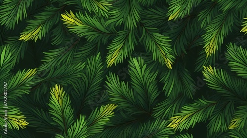 seamless background with coniferous branches pattern, coniferous, fir, © Nikita44