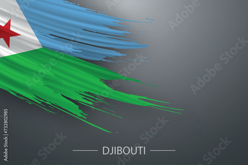 3d grunge brush stroke flag of Djibouti photo