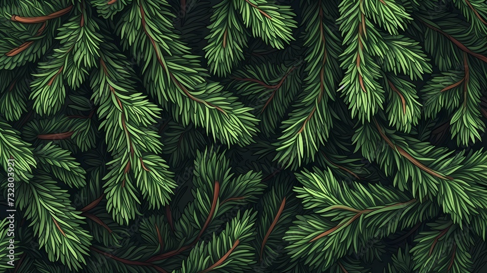 seamless background with coniferous branches pattern, coniferous, fir, 