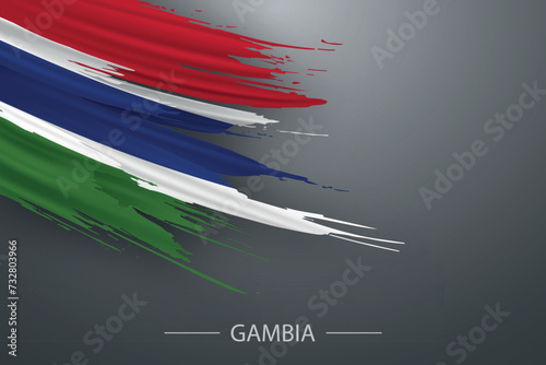 3d grunge brush stroke flag of Gambia